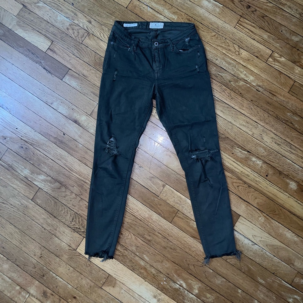 Lucky Brand Dark Green Ripped Skinny Jeans